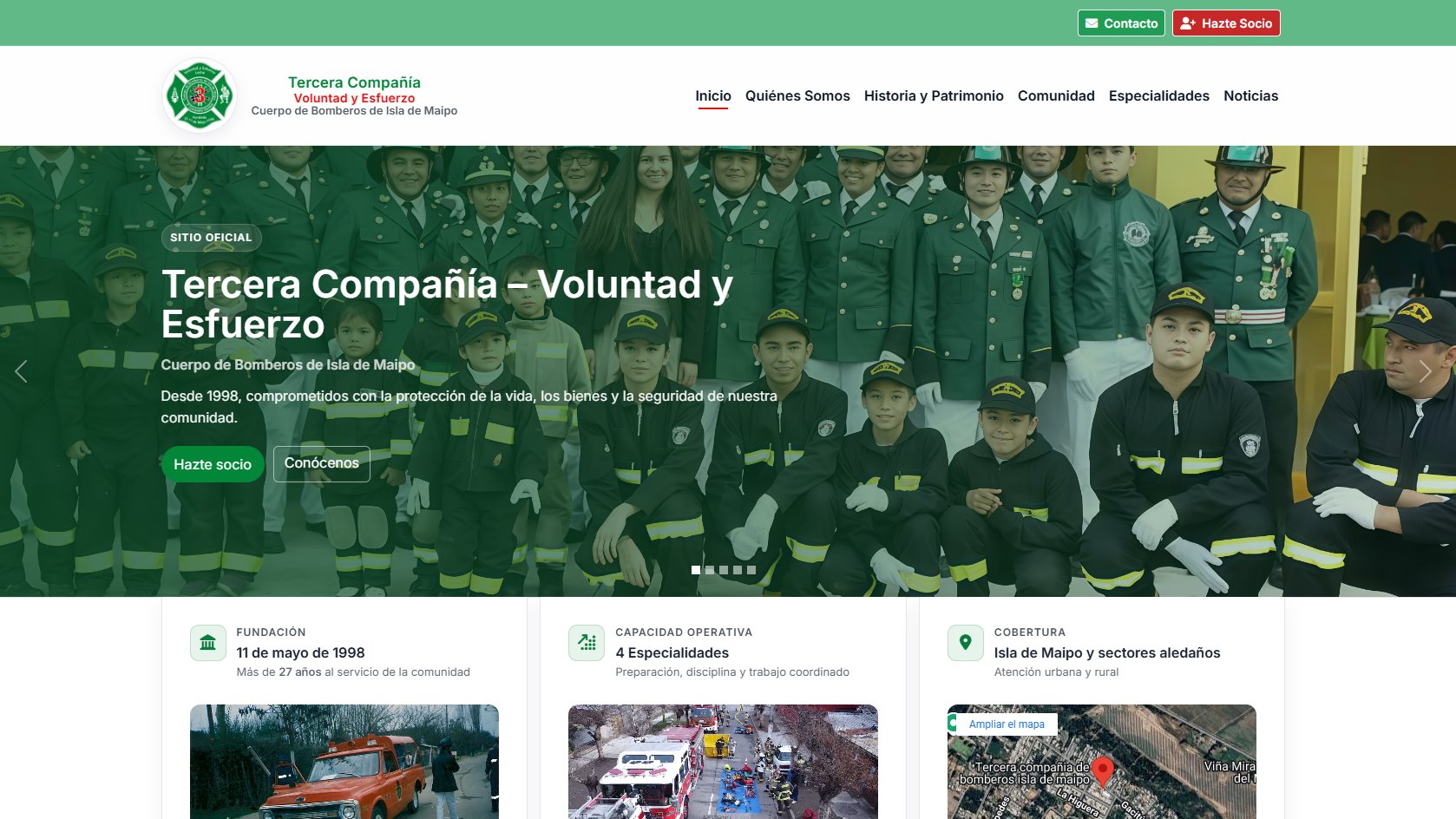 Tercera Compañía de Bomberos de Isla de Maipo pone en marcha su nuevo sitio web institucional